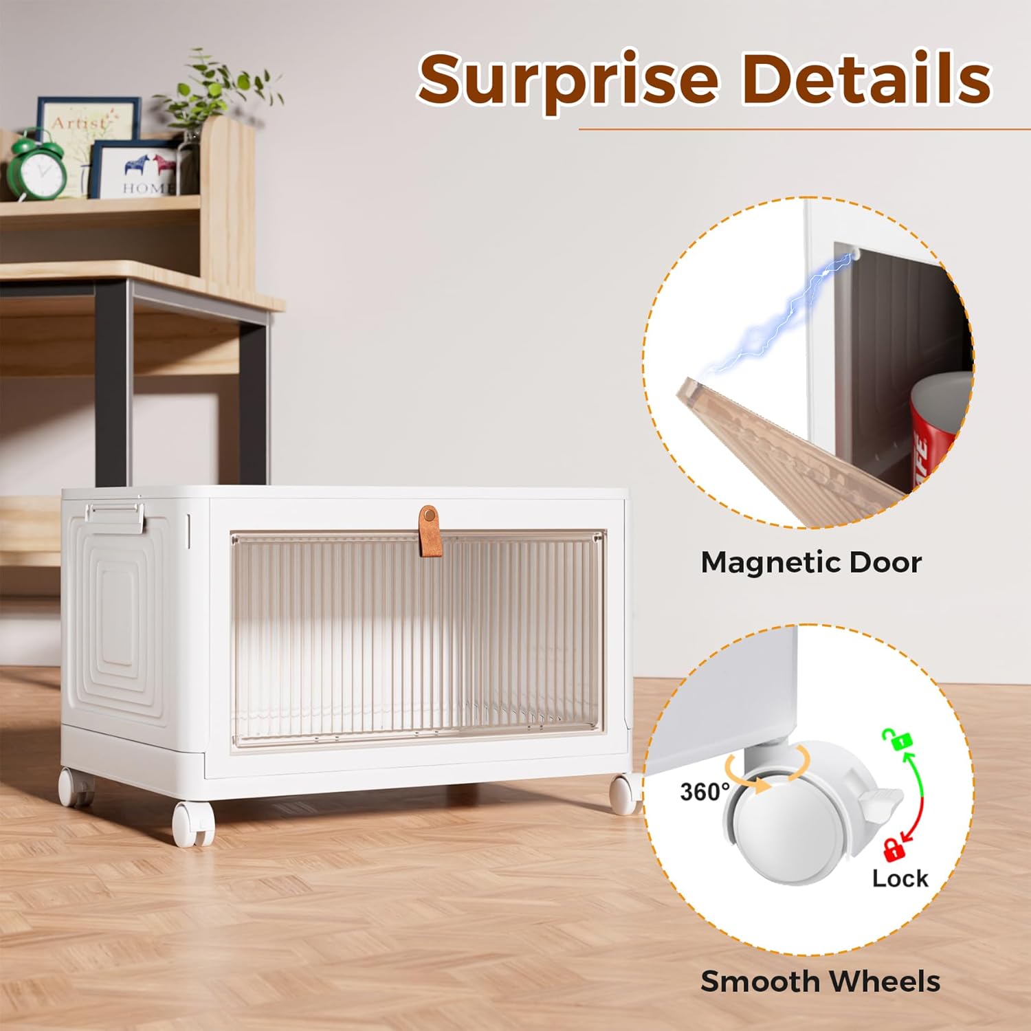 4 Tier Stackable Plastic Storage Bins with Lid and Wheels - 23 QT Closet Organizers and Storage, Foldable Storage Containers, Organization and Storage Boxes for Craft, Home, Pantry, Office, Dorm - Image 5