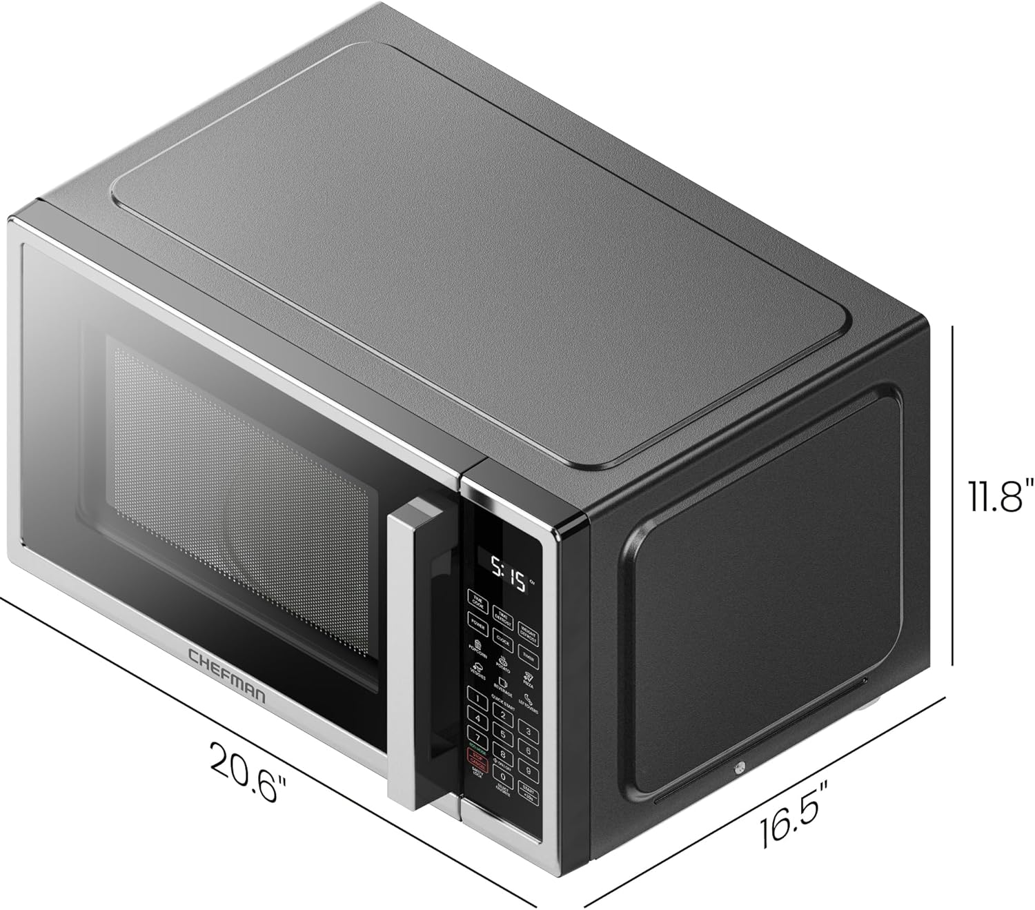 Chefman Countertop Microwave Oven 1.1 Cu. Ft. Digital Stainless Steel Microwave 1000 Watts with 6 Auto Menus, 10 Power Levels, Eco Mode, Memory, Mute Function, Child Safety Lock, Easy Clean - Image 6