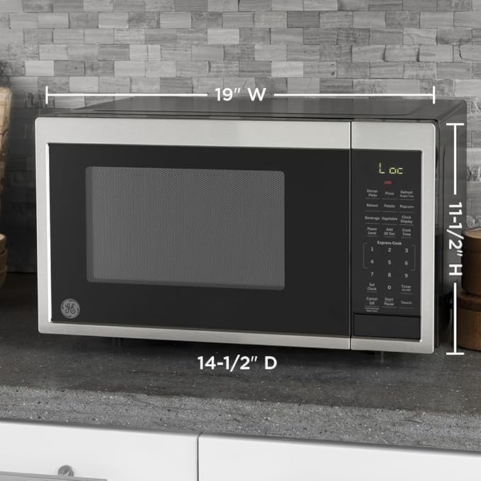 GE GCST09N1WSS Microwave Oven, 900-watt 7 Auto Cooking Settings, Kitchen Essentials for The Countertop, Dorm Room or Apartment, Child-Lock Technology 0.9 Cu. Ft, Stainless Steel - Image 3