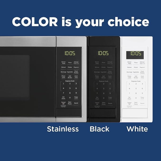 GE GCST09N1WSS Microwave Oven, 900-watt 7 Auto Cooking Settings, Kitchen Essentials for The Countertop, Dorm Room or Apartment, Child-Lock Technology 0.9 Cu. Ft, Stainless Steel - Image 6