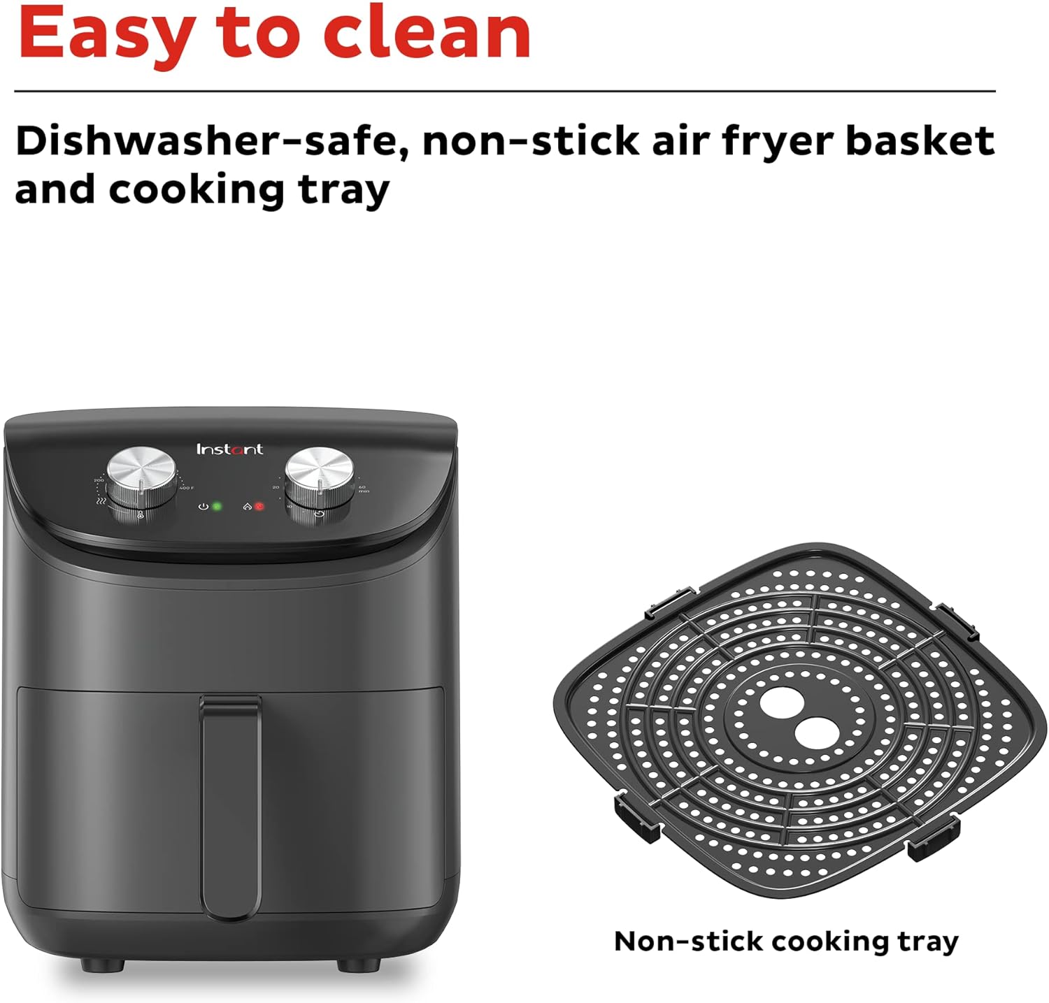 Instant Pot Essentials 4QT Air Fryer with EvenCrisp Technology that Crisps and Reheats, Easily Adjust Time & Temperature For Quick Meals, 100+ In-App Recipes, from the Makers of Instant Pot, Black - Image 5