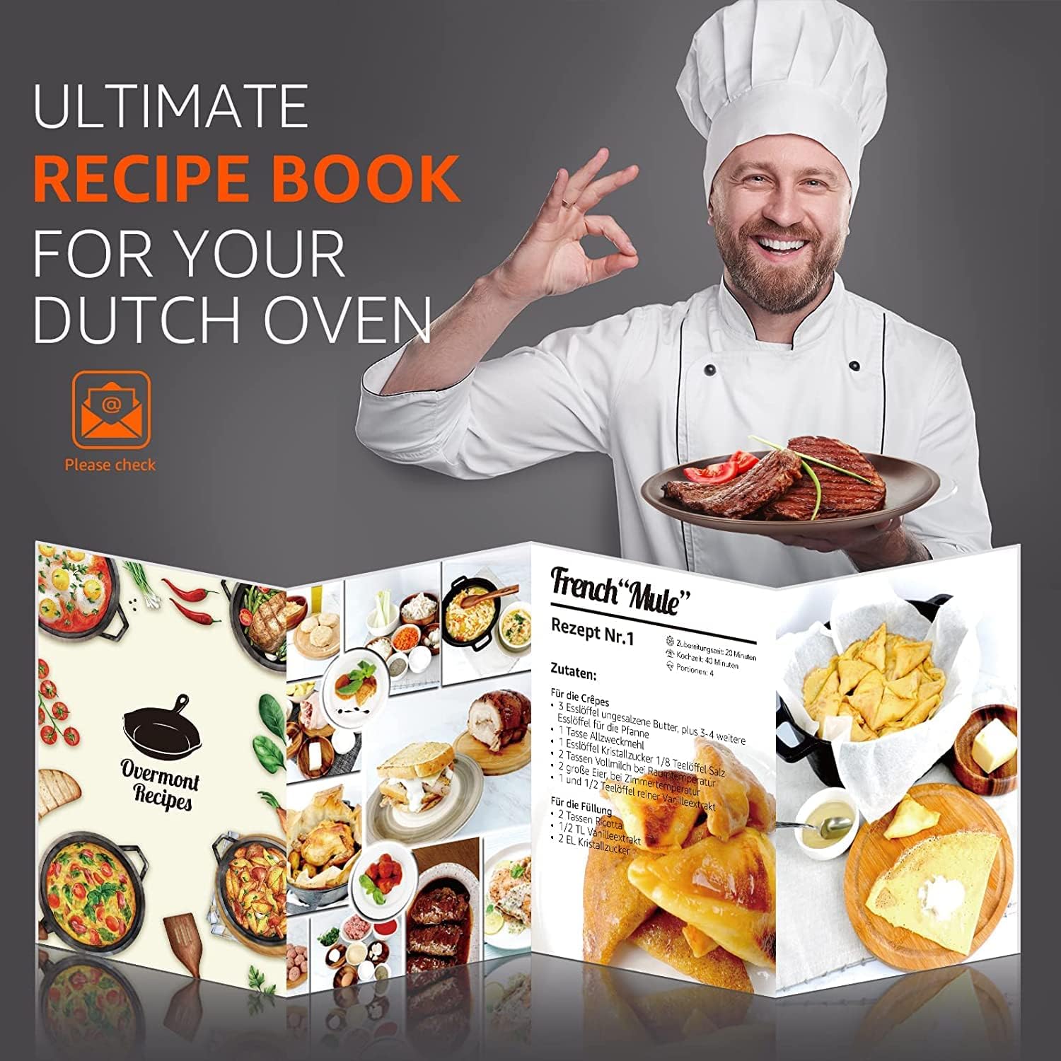 Overmont Cast Iron Dutch Oven with dual use Skillet lid for Oven, Induction, Electric, Grill, Stovetop, (3.2QT Pot, 10.5 inches) - Image 2