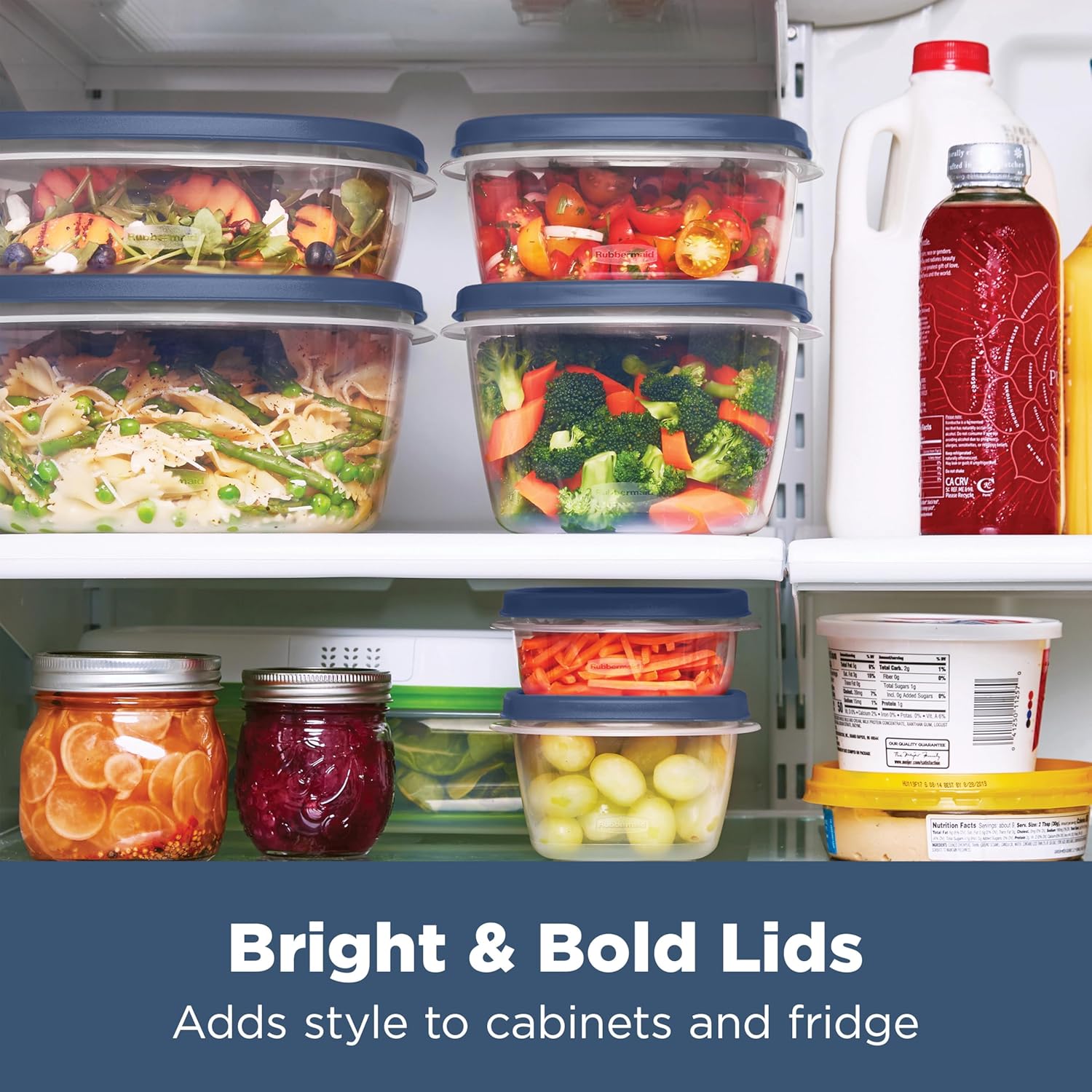 Rubbermaid Easy Find Lids® Food Storage Containers with Vented Lids, 26 Piece Set, Blue - Image 2