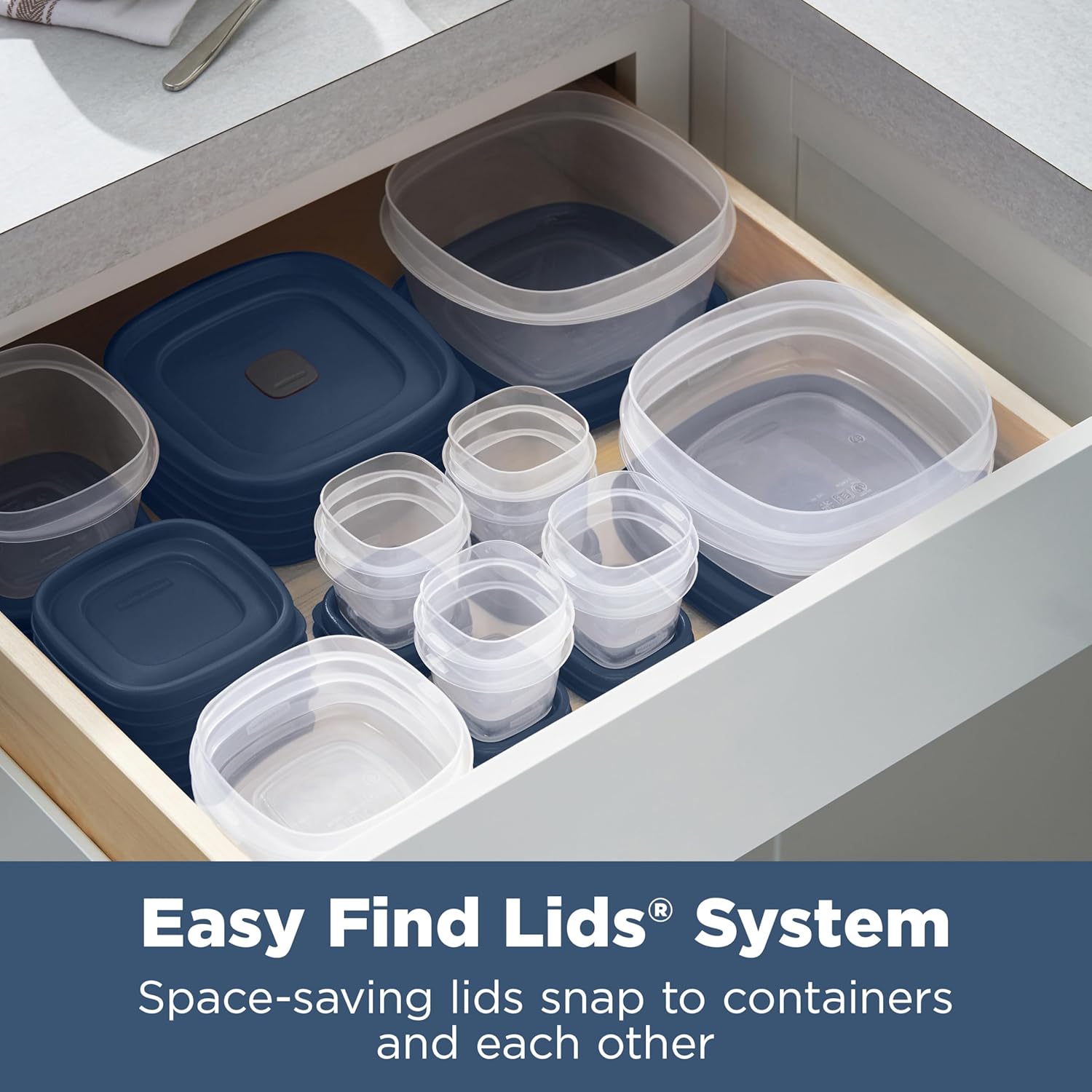 Rubbermaid Easy Find Lids® Food Storage Containers with Vented Lids, 26 Piece Set, Blue - Image 3